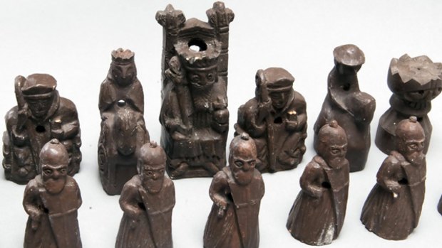 This set of wood-and-plaster chess pieces  used in The Seventh Seal fetched 1million kronor.