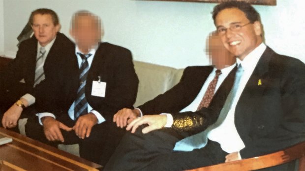 Greg Hunt (right) with Tony Madafferi (left) at a meeting in Parliament House.