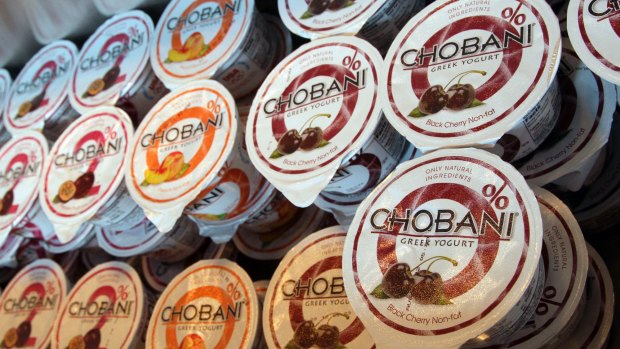 Containers of Chobani yogurt 