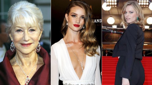 Dazzling ... (clockwise from left) Helen Mirren has worn Chopard on the red carpet; Rosie Huntington-Whiteley sports the iconic brand; Eva Herzigova steps out in style.