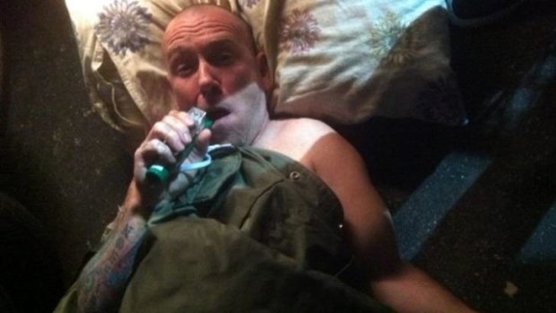 Frenzal Rhomb drummer Gordy Forman shortly after breaking his arm at a Perth show.