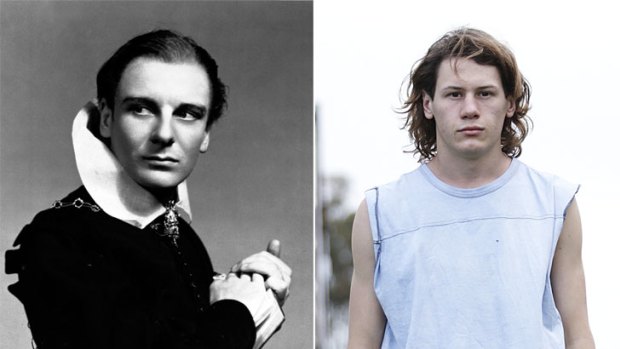Old vs new ... Sir John Gielgud, left, was a descendant of the renowned Terry acting family. Lucas Pittaway, right, dropped out of school with plans to join the army.