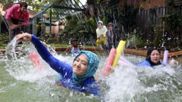Muslim girls learn to swim in Shepparton.
