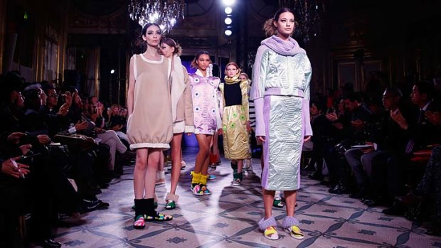 Models walk the runway during the Junko Shimada show as part of the Paris Fashion Week Womenswear Fall/Winter 2014-2015 at Hotel Le Meurice on March 4, 2014 in Paris, France.