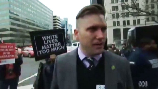 White nationalist Richard Spencer was punched in the face by a protester during an interview.