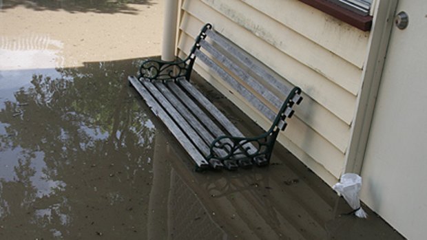 Floodwaters outside the author's home this morning.