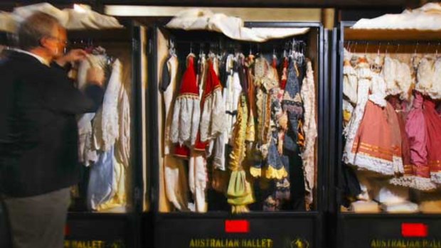 Michael Williams, the Australian Ballet wardrobe production manager, with the original 1979 costumes for Coppelia.