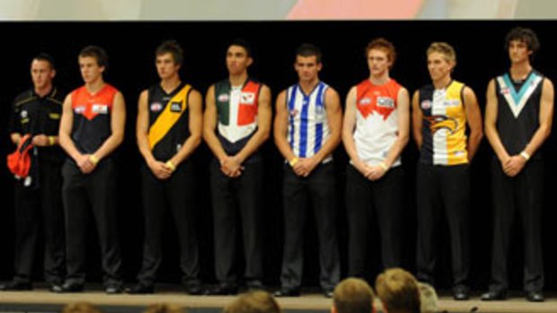 Most favoured...the Swans' first choice, Gary Rohan, on stage with the other top picks last night.