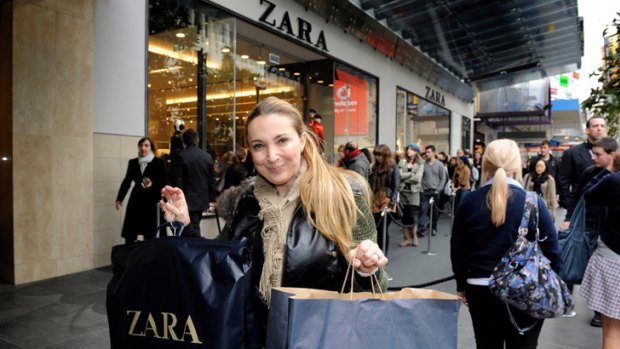 A brand new bag: Snez Atanasovska of Mill Park was among the early shoppers at the newly opened Zara store yesterday.