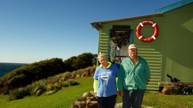Back to basics ... Denise and Tim Strange spend three months a year at their clifftop cabin at Little Garie beach.