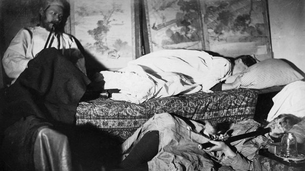 White women in an opium den in California about 1895.