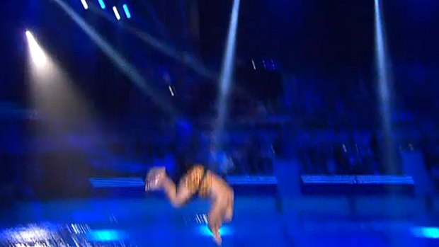 Ouch ... Derek Boyer belly flop on <i>Celebrity Splash!</i>.