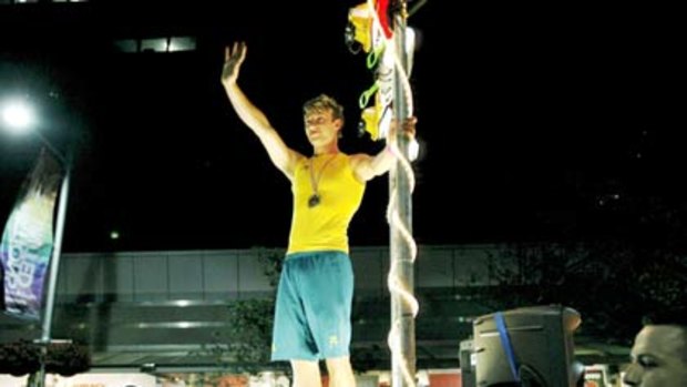 Olympic diver Matthew Mitcham leads the Sydney Mardi Gras.