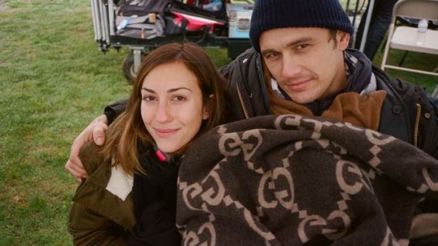 Gia Coppola and James Franco on the set of <i>Palo Alto</i>, her film of his book of short stories.