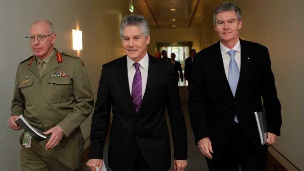 From left, General David Hurley, Defence Minister Stephen Smith and secretary of Defence appointee Duncan Lewis.