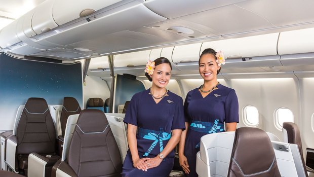 Business class on board Hawaiian Airlines