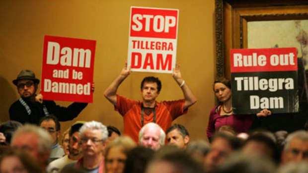 Novocastrians protest against the Tillegra dam earlier this year.