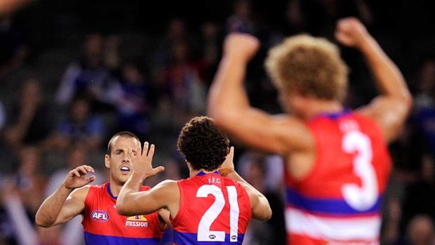 Small Dog: A fitter  Dickson after kicking the winning goal against Carlton last Sunday.