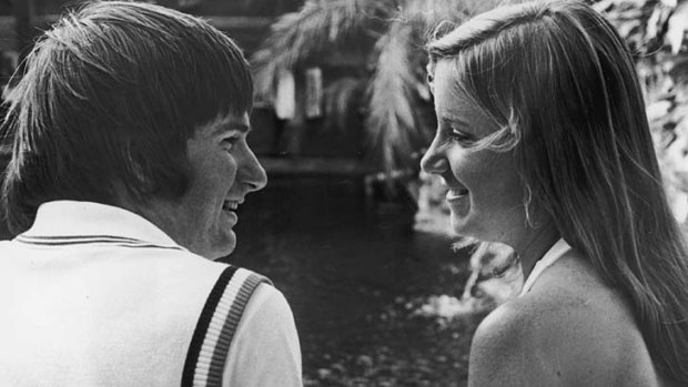 Happier times: Jimmy Connors and Chris Evert hold hands by a pond in 1975.