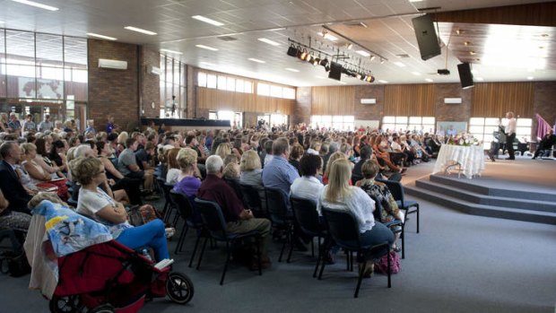 A large crowd attended the memorial service for Noelene and Yvana Bischoff.