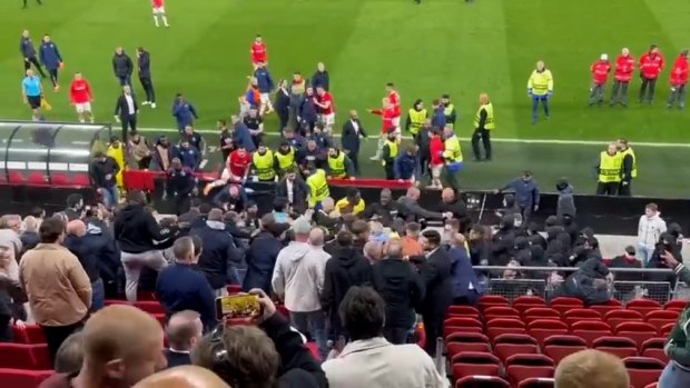 West Ham, AZ Alkmaar players clash after game