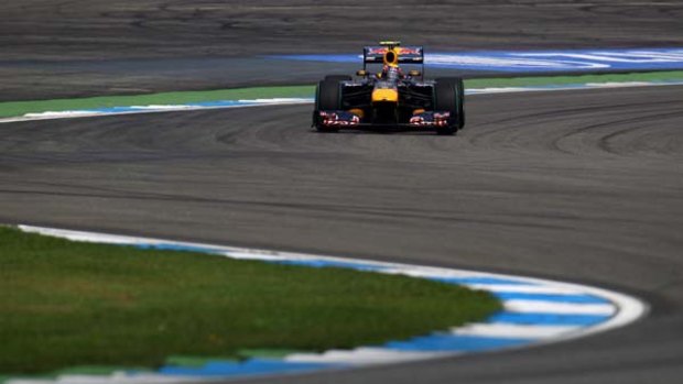 Mark Webber of Red Bull Racing drives during the final practice session prior to qualifying at Hockenheimring.