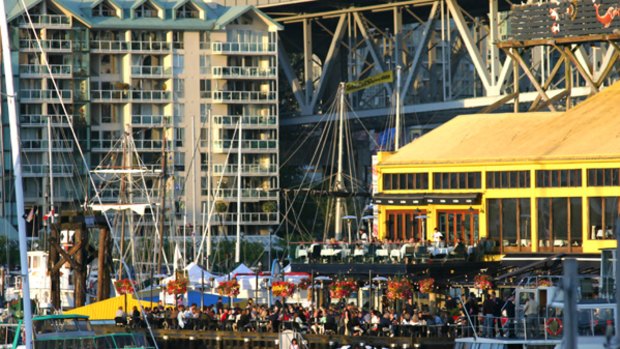 Foodies' town ... outdoor dining on Granville Island.