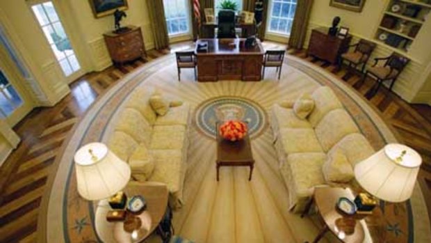 The Oval Office in 2008, during George W Bush's presidency.