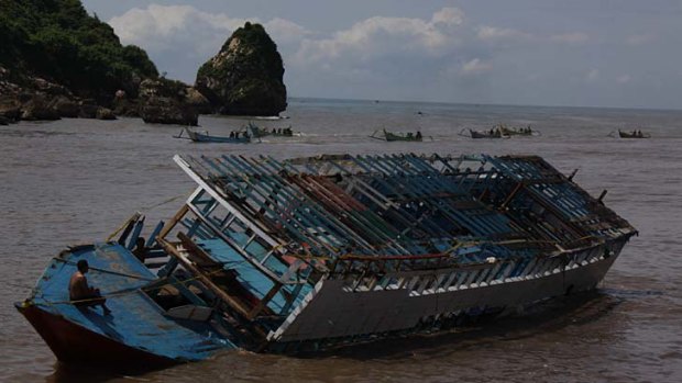 Wrecked &#8230; the boat was towed to East Javan waters.