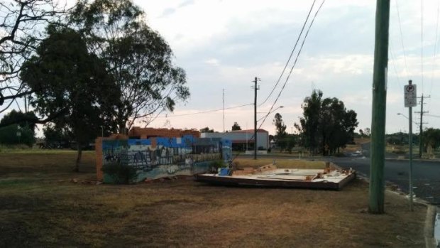 The damaged public toilet block at Wandoan, west of Brisbane.