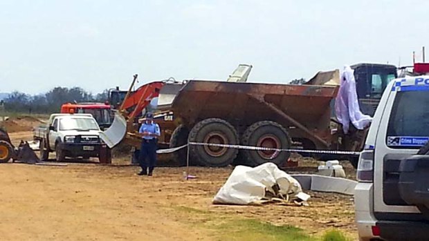 The skydiver hit a dump truck on a construction site.