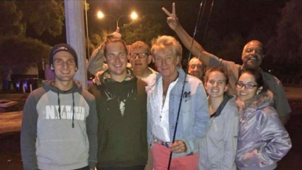 A casually dressed Rod Stewart was spotted down at the Swan River.