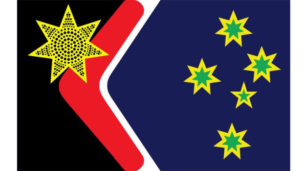 Australian flag design by John Blaxland of ANU (Artwork by Sancho Murphy).