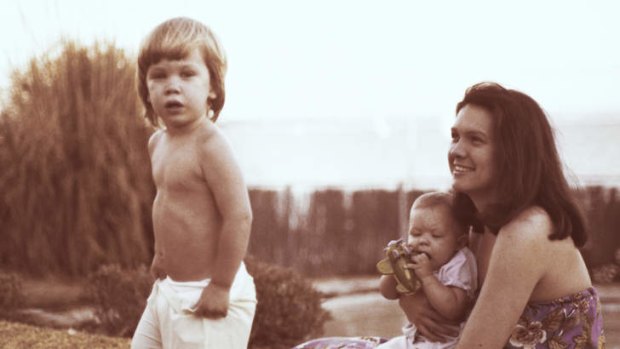 Living in the '70s … John Hancock with his mother, Gina, and sister, Bianca, in Perth in 1978.