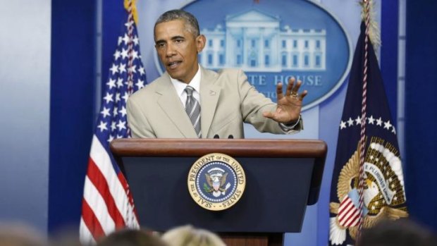 US President Barack Obama addresses reporters at the White House.