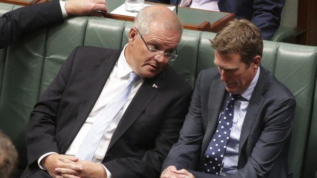Muddy week: Prime Minister Scott Morrison and Attorney-General Christian Porter in Parliament.
