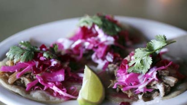Satisfying ... the duck and beetroot street tacos.