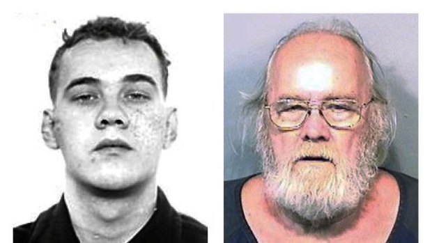 Recaptured years after escape ... This pair of photo shows shows Harold Frank Freshwaters, left, in a February 26, 1959 Ohio State Reformatory photo and right, in a May 4, 2015, booking photo.