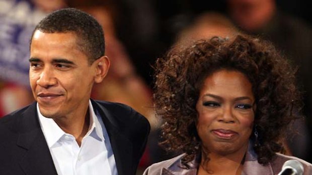 Presidential visit ... Winfrey with Obama.