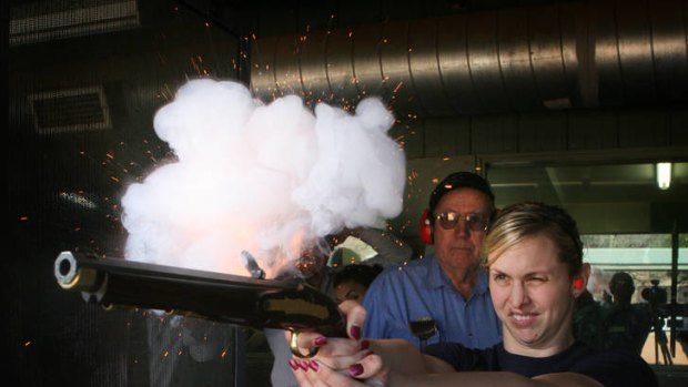 Libby Trickett at Sporting Shooter Pistol Club in Canberra in September 2007.