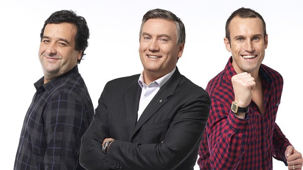 Mick Molloy, Eddie McGuire and Ryan Fitzgerald in a promo shot for 'Between the Lines'.