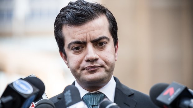 Senator Sam Dastyari speaks to reporters in Sydney on Tuesday.