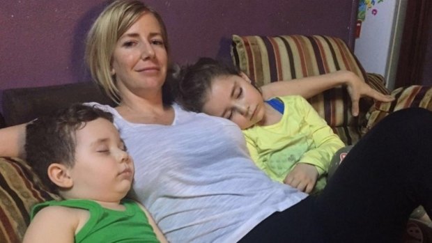 Sally Faulkner with Lahela, 6, and Noah, 4, shortly after the recovery operation.