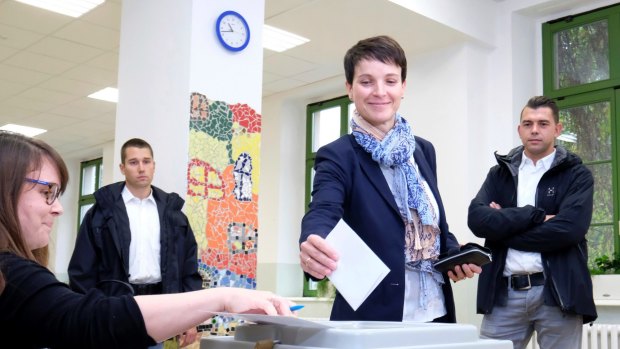 Frauke Petry's Alternative for Germany party has stormed into the German parliament with 13 per cent of the vote.