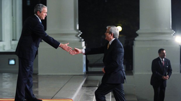 President George W. Bush welcomes Australia's Prime Minister Kevin Rudd.