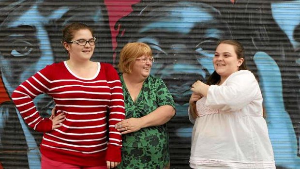 Aiming high: Tenile Bryce, 17, with her mother, Gail, and sister Teigan, 19, who was the first in the family to go to university.