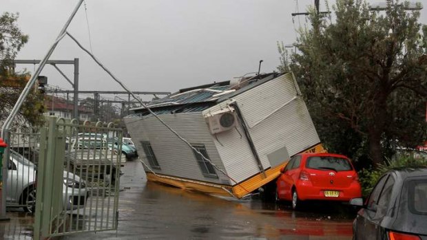 Among the injured were Sydney Trains staff inside a demountable building blown over at Hornsby rail station.