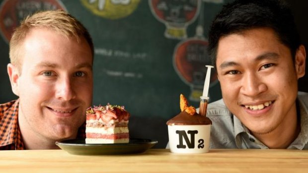 Eddie Stewart from Black Star and Min Chai from N2 gelato with their signature dishes the watermelon cake and Brokeback Moment.
