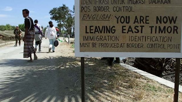 The border between East and West Timor. Indonesia fears asylum seekers sent to a processing centre in East Timor may be able to cross into Indonesia.