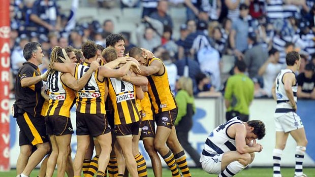 Remember this: The Hawks celebrate their 2008 grand final win.